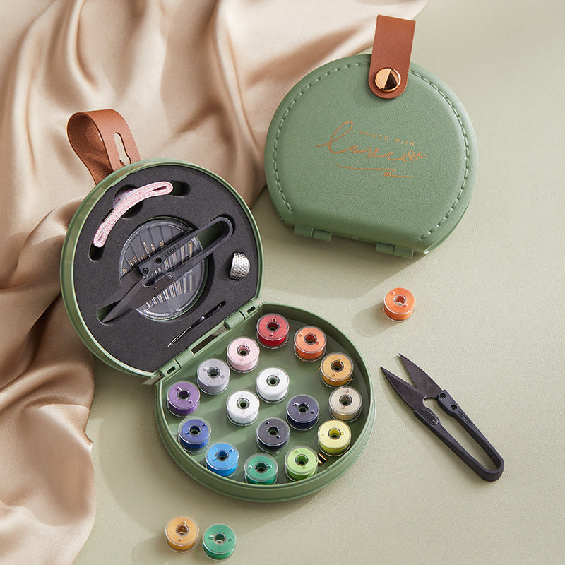 Green Portable Sewing Kit with Threads, Needles, and Tools - Compact Travel Case for Sewing Accessories V888-ELOSUNG17772
