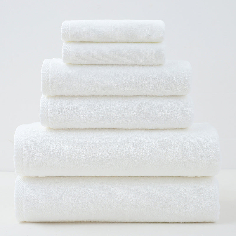 White Premium Cotton Towel Set - 6 Pieces, Soft & Absorbent Bath Towels for Adults V888-ELOSUNG17797