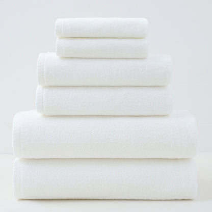 White Premium Cotton Towel Set - 6 Pieces, Soft & Absorbent Bath Towels for Adults V888-ELOSUNG17797