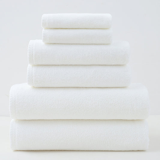 White Premium Cotton Towel Set - 6 Pieces, Soft & Absorbent Bath Towels for Adults V888-ELOSUNG17797
