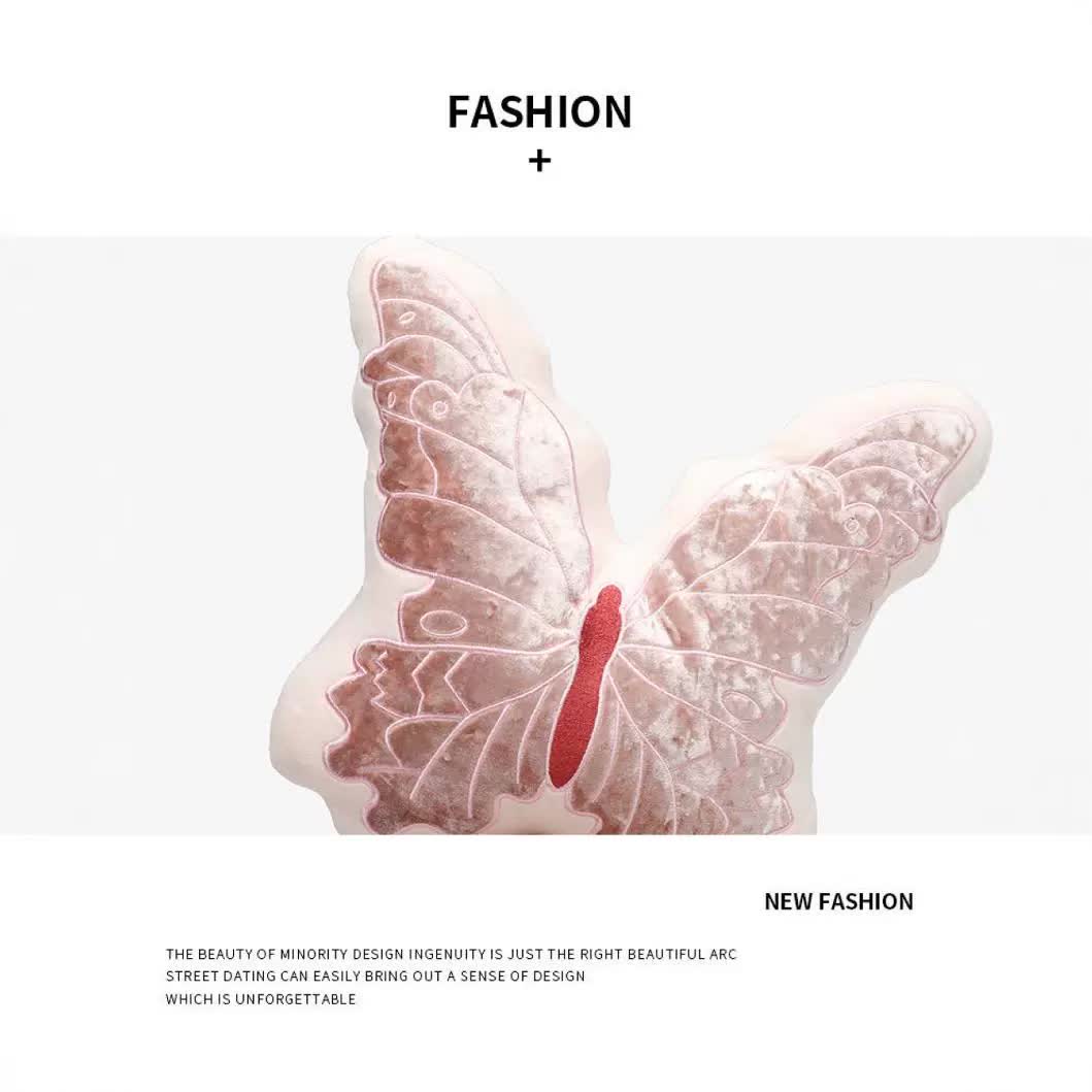 Pink 30cm Butterfly Shaped Throw Pillow - Soft Decorative Cushion with Embroidered Butterfly Design V888-ELOSUNG178367