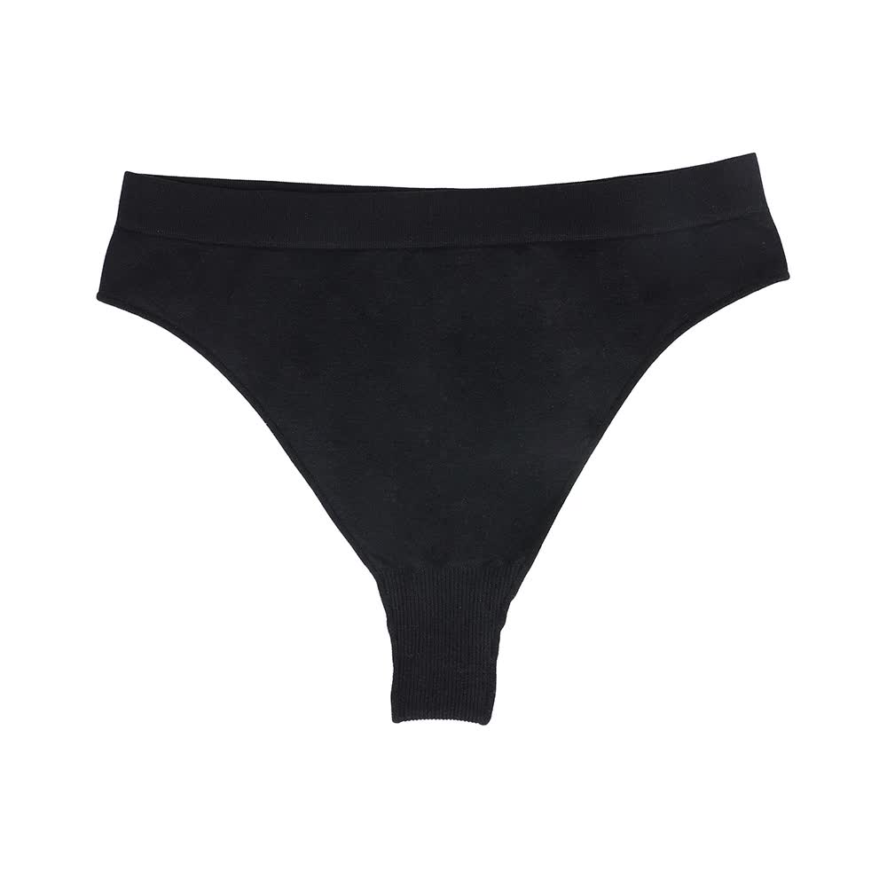 Size M Black Comfortable High-Waisted Thong Underwear - 3-Pack for Everyday Comfort V888-ELOSUNG17910