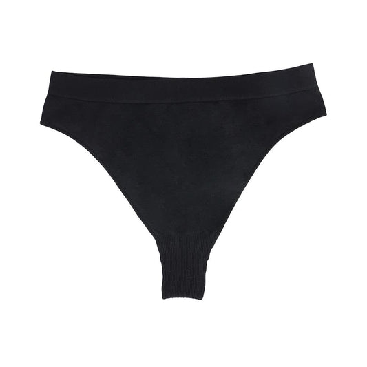 Size M Black Comfortable High-Waisted Thong Underwear - 3-Pack for Everyday Comfort V888-ELOSUNG17910