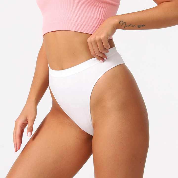 Size M Black Comfortable High-Waisted Thong Underwear - 3-Pack for Everyday Comfort V888-ELOSUNG17910