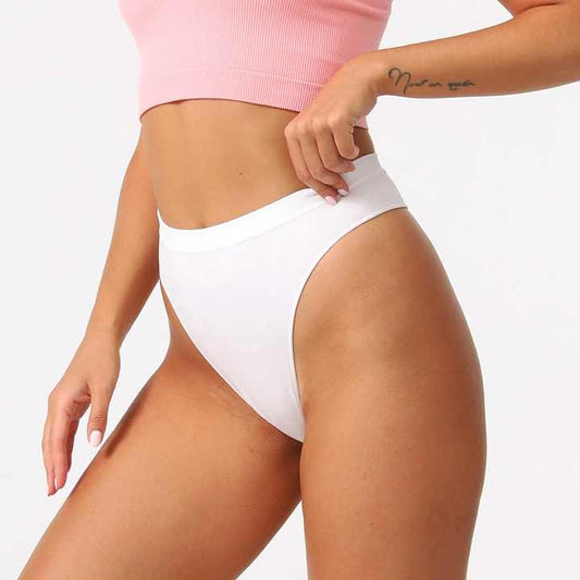 Size M Black Comfortable High-Waisted Thong Underwear - 3-Pack for Everyday Comfort V888-ELOSUNG17910