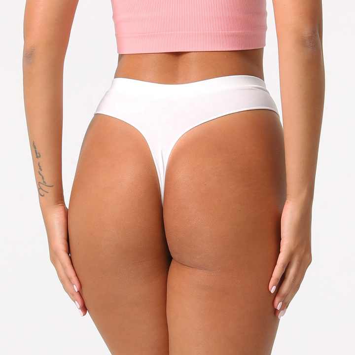 Size M Black Comfortable High-Waisted Thong Underwear - 3-Pack for Everyday Comfort V888-ELOSUNG17910
