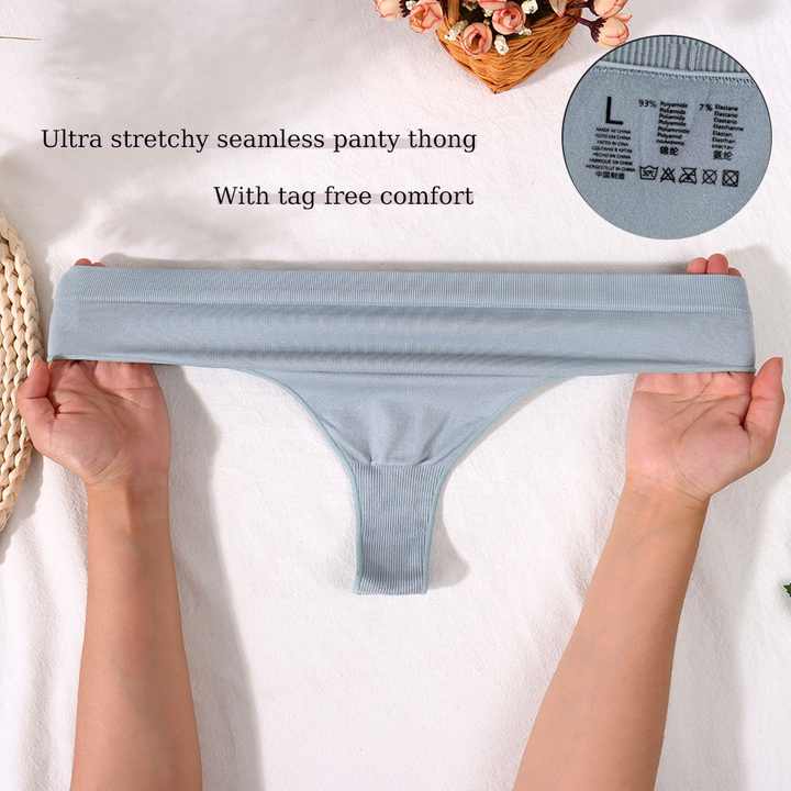 Size M Black Comfortable High-Waisted Thong Underwear - 3-Pack for Everyday Comfort V888-ELOSUNG17910