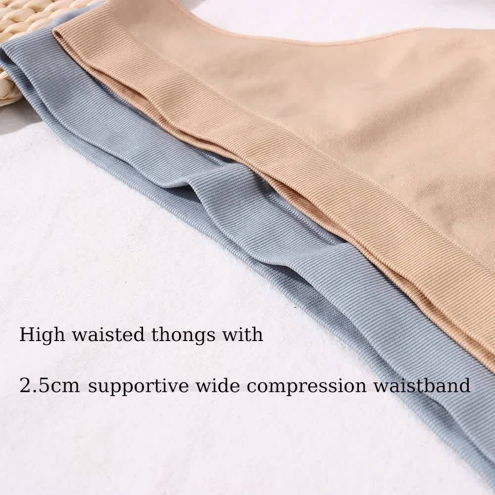 Size M Black Comfortable High-Waisted Thong Underwear - 3-Pack for Everyday Comfort V888-ELOSUNG17910