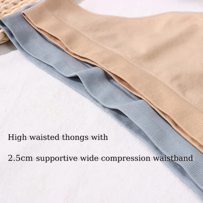Size M Black Comfortable High-Waisted Thong Underwear - 3-Pack for Everyday Comfort V888-ELOSUNG17910