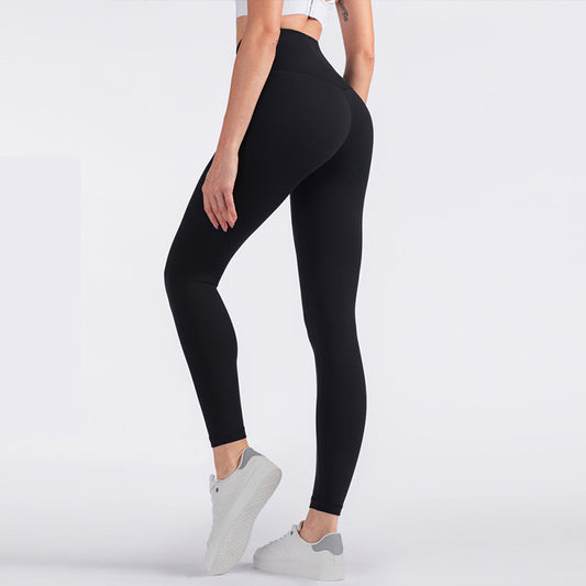 Size M Black High-Waisted Seamless Yoga Pants for Women - Tummy Control, Butt Lifting & Back Waistband Pocket V888-ELOSUNG17984