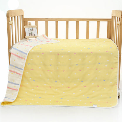 Yellow love heart, 6-Layer Muslin Baby Blanket - Soft Cotton Bedding for Infants and Toddlers, 110x110cm V888-ELOSUNG18018
