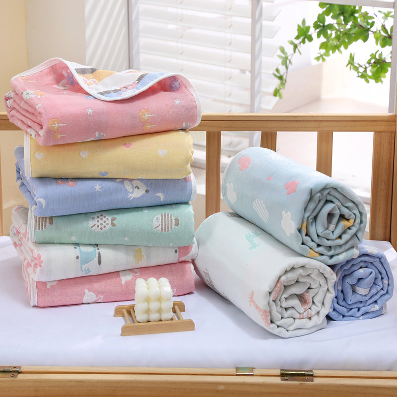 Yellow love heart, 6-Layer Muslin Baby Blanket - Soft Cotton Bedding for Infants and Toddlers, 110x110cm V888-ELOSUNG18018