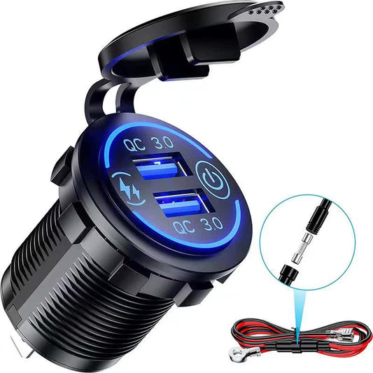 (2 PCS )45W Car USB Charger with Dual QC3.0 Fast Charging Ports - 12-24V Vehicle Power Adapter V888-ELOSUNG18047