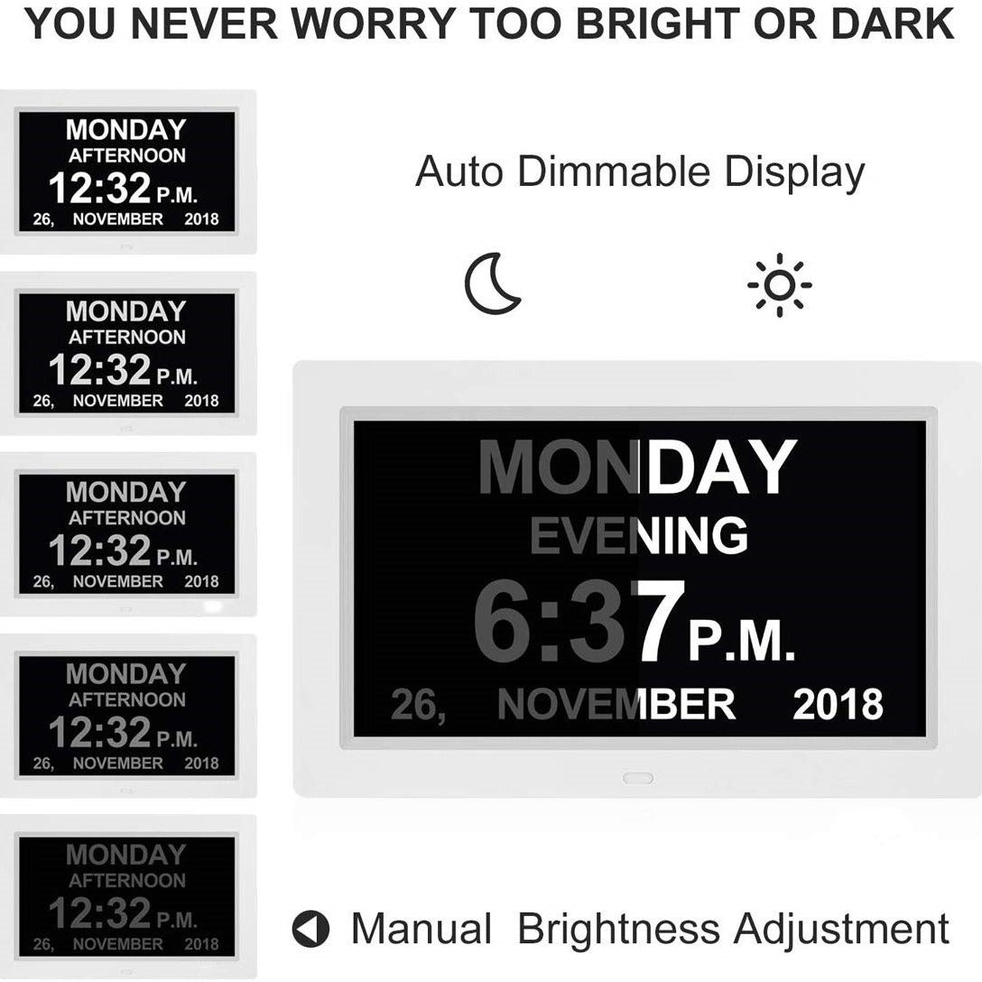 Black 10.1-Inch Digital Clock with Medication Reminders & Multi-Function Alarm - Ideal for Elderly Care V888-ELOSUNG18097
