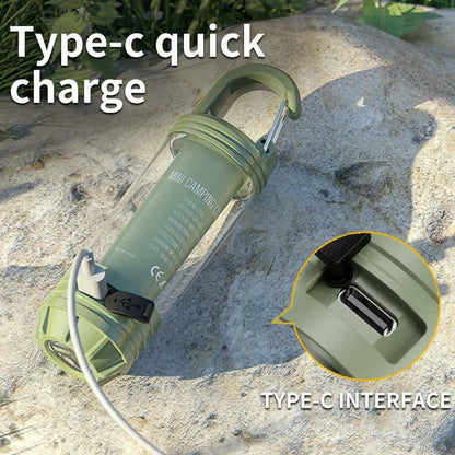 2 PCS Green Portable Outdoor Camping Light with 6 Modes & Keychain Hook - Multi-Source Mini Flashlight, IPX4 V888-ELOSUNG18103
