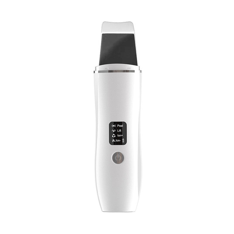 White Ultrasonic Skin Scrubber - Deep Pore Cleansing Facial Exfoliator with USB Type-C Charging V888-ELOSUNG18129