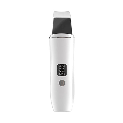White Ultrasonic Skin Scrubber - Deep Pore Cleansing Facial Exfoliator with USB Type-C Charging V888-ELOSUNG18129