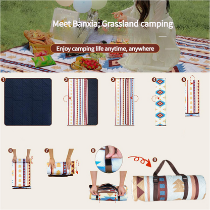 Portable Traditional Pattern Picnic Mat - Lightweight , 200x200cm, with Storage Bag V888-ELOSUNG18140