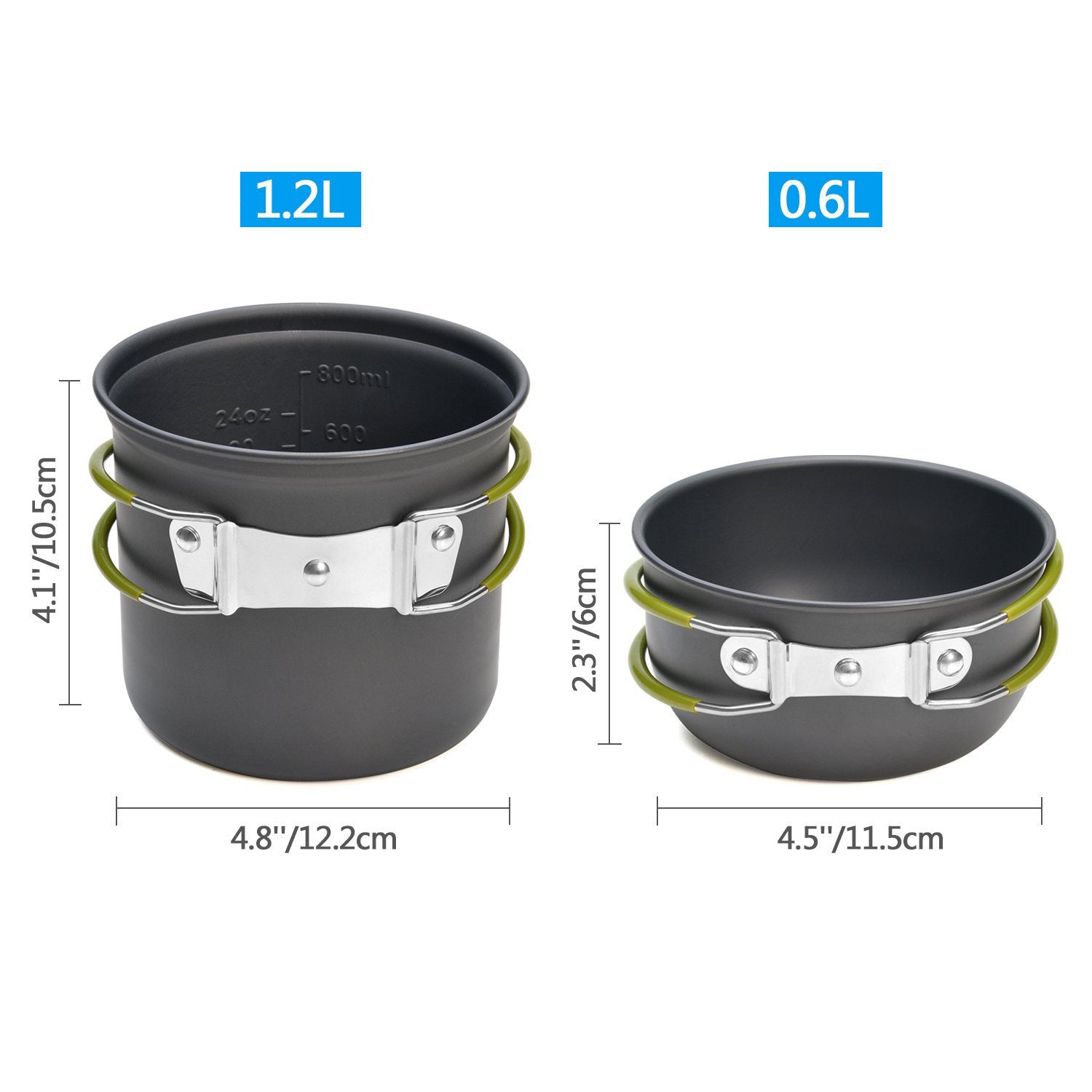 Complete Camping Cookware Set - Portable Pots, Cup, Spork, and Stove for Outdoor Adventures V888-ELOSUNG18141