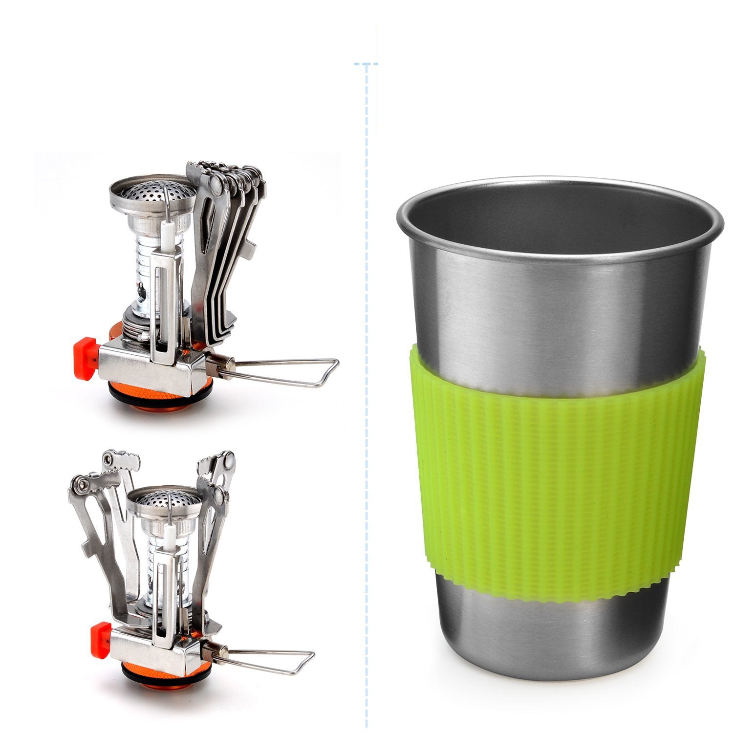 Complete Camping Cookware Set - Portable Pots, Cup, Spork, and Stove for Outdoor Adventures V888-ELOSUNG18141