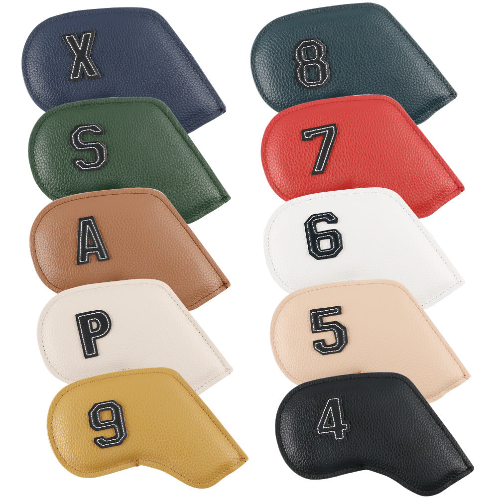 Premium PU Leather Golf Iron Headcover Set (10pcs) | Numbered 3-9, P, S, A | Protective Club Covers for Irons V888-ELOSUNG18164