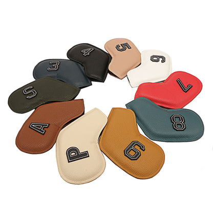 Premium PU Leather Golf Iron Headcover Set (10pcs) | Numbered 3-9, P, S, A | Protective Club Covers for Irons V888-ELOSUNG18164