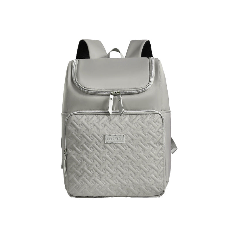 Grey Stylish Quilted Diaper Bag Backpack - Large 17L Capacity Lightweight Nappy Bag for Mum V888-ELOSUNG18189