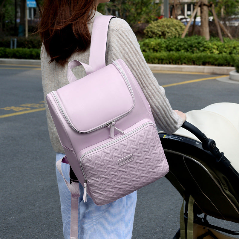 Green Stylish Quilted Diaper Bag Backpack - Large 17L Capacity Lightweight Nappy Bag for Mum V888-ELOSUNG18190