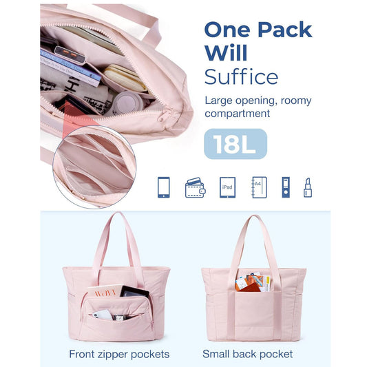 Beige Versatile Women's Gym Tote Bag with Yoga Mat Strap - 18L Carryall, Fits 15.6 Laptop, Multi-Pocket V888-ELOSUNG18195