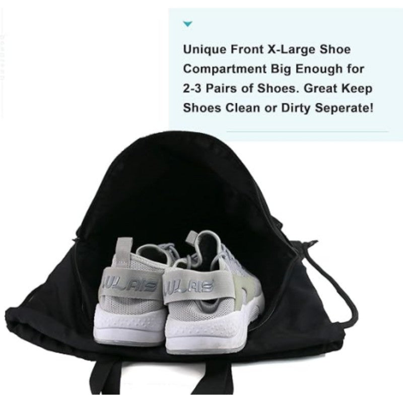 Blue Multi-Pocket Drawstring Backpack Gym Bag with Zipper Compartments, Bottle Holders & Reflective Strip V888-ELOSUNG18199