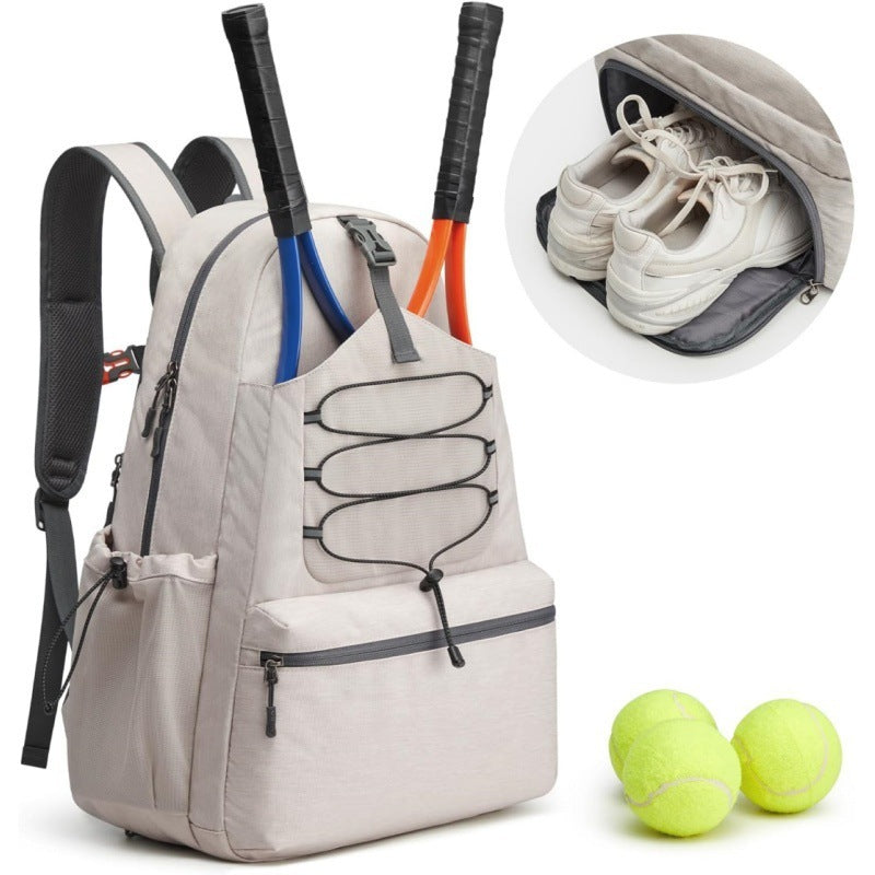 White Lightweight Water Resistant Tennis Backpack - Multi-Pocket Sports Bag for Rackets, Balls & Gear V888-ELOSUNG18206
