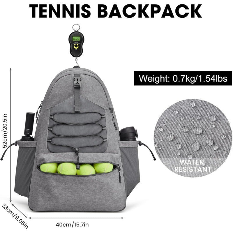 White Lightweight Water Resistant Tennis Backpack - Multi-Pocket Sports Bag for Rackets, Balls & Gear V888-ELOSUNG18206