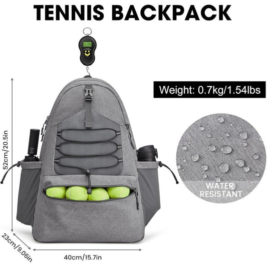 White Lightweight Water Resistant Tennis Backpack - Multi-Pocket Sports Bag for Rackets, Balls & Gear V888-ELOSUNG18206