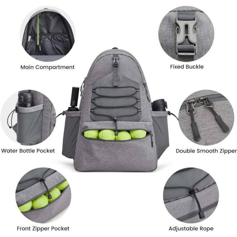 White Lightweight Water Resistant Tennis Backpack - Multi-Pocket Sports Bag for Rackets, Balls & Gear V888-ELOSUNG18206
