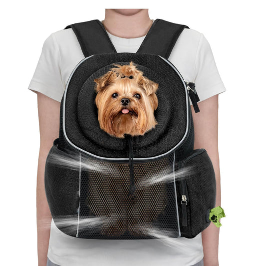 Black Breathable Mesh Pet Carrier Backpack - Head-Out Design for Small Dogs & Cats, Ventilated Travel Hiking V888-ELOSUNG18210