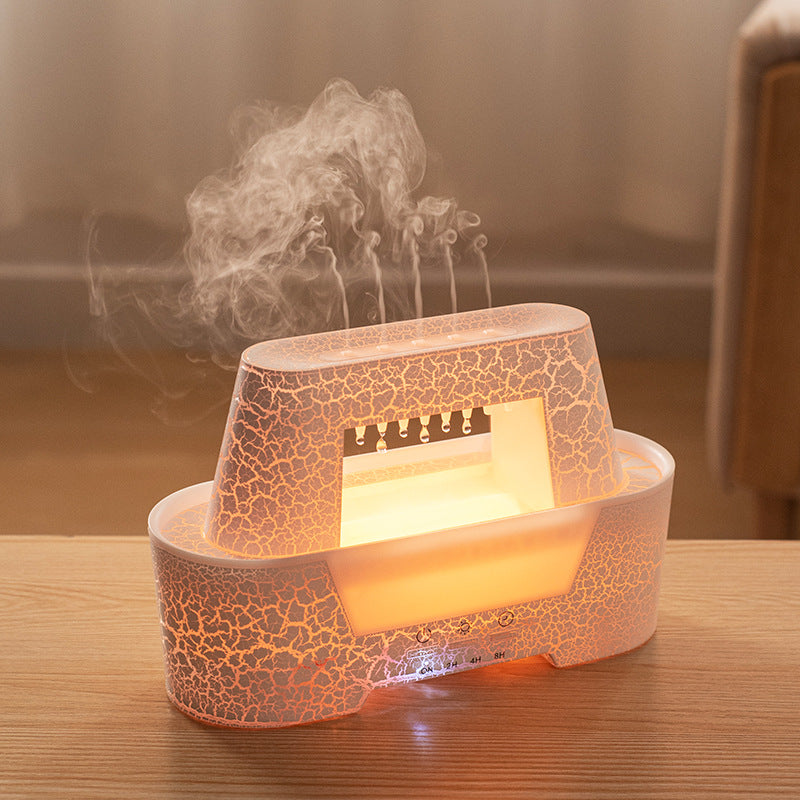 White 300ml Ultrasonic Aroma Diffuser with Cracked Light Design - Cool Mist Humidifier for Home and Office V888-ELOSUNG18222