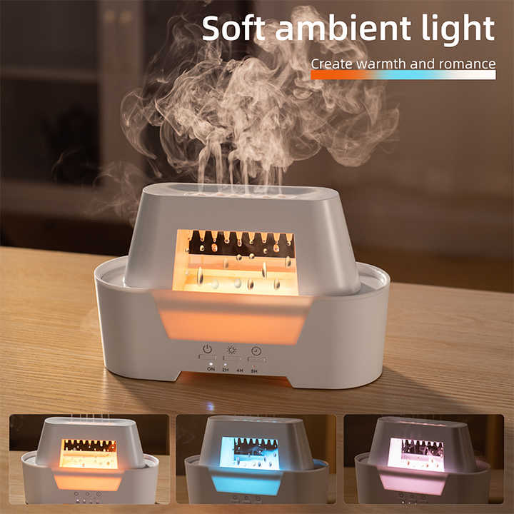 White 300ml Ultrasonic Aroma Diffuser with Cracked Light Design - Cool Mist Humidifier for Home and Office V888-ELOSUNG18222