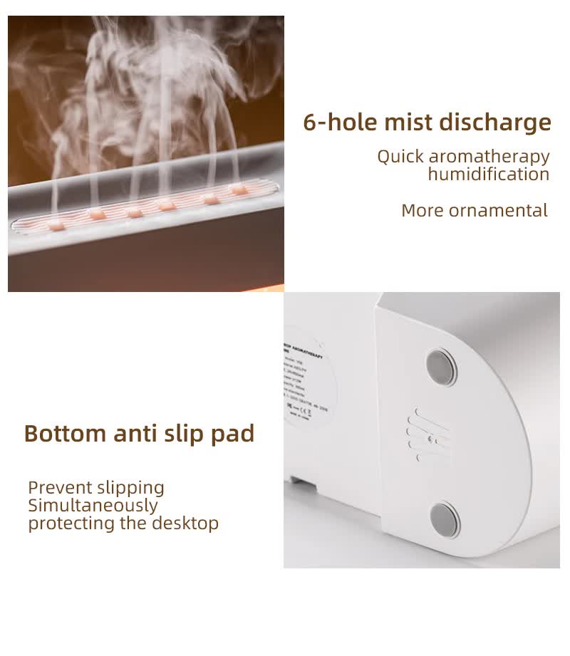 White 300ml Ultrasonic Aroma Diffuser with Cracked Light Design - Cool Mist Humidifier for Home and Office V888-ELOSUNG18222