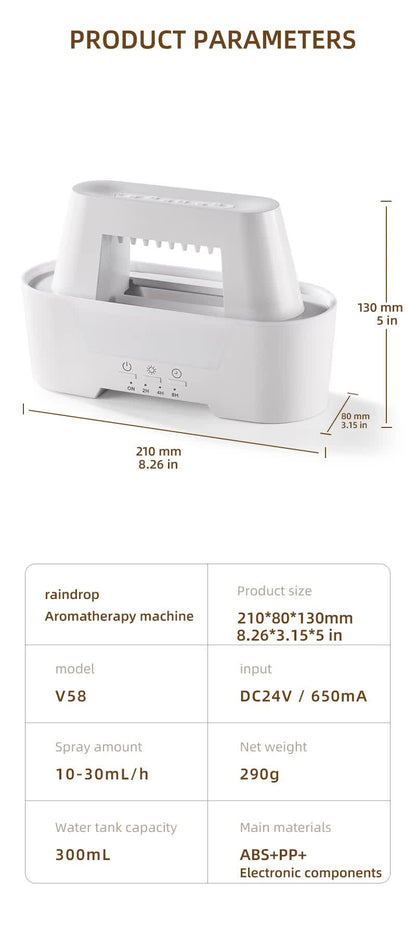 White 300ml Ultrasonic Aroma Diffuser with Cracked Light Design - Cool Mist Humidifier for Home and Office V888-ELOSUNG18222