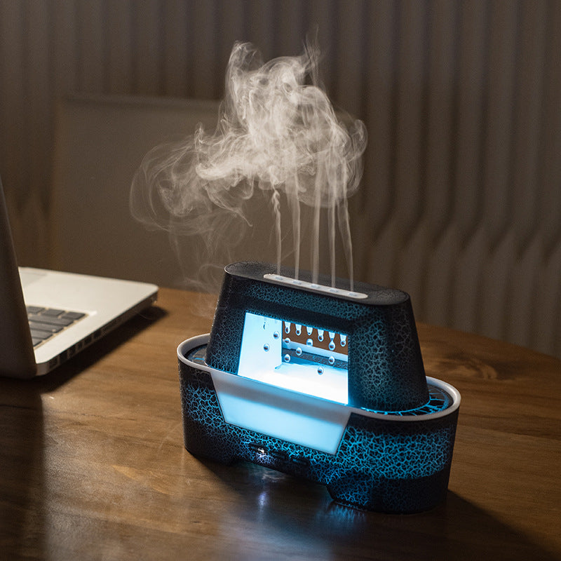 Black 300ml Ultrasonic Aroma Diffuser with Cracked Light Design - Cool Mist Humidifier for Home and Office V888-ELOSUNG18223