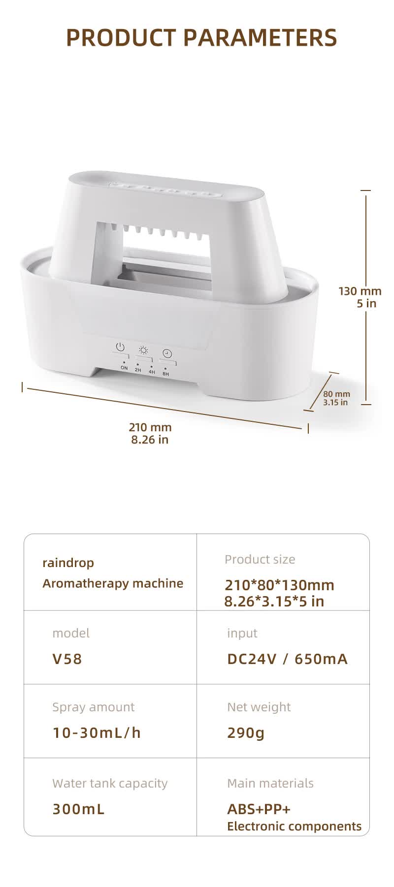 Black 300ml Ultrasonic Aroma Diffuser with Cracked Light Design - Cool Mist Humidifier for Home and Office V888-ELOSUNG18223