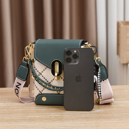 Green Stylish Korean Minimalist Crossbody Bag - Elegant Small Square Shoulder Bag with Phone Pocket V888-ELOSUNG18224