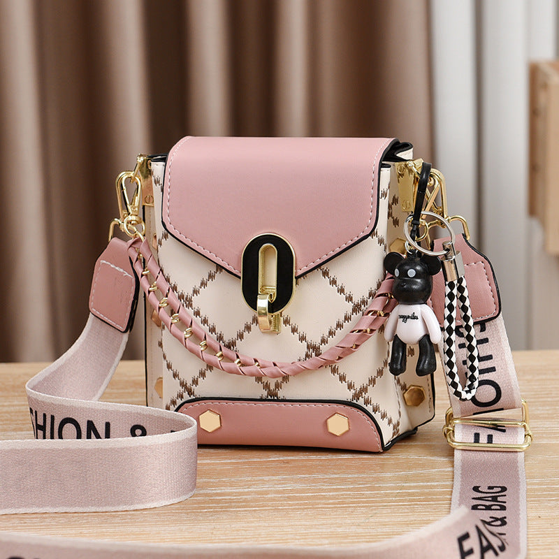 Pink Stylish Korean Minimalist Crossbody Bag - Elegant Small Square Shoulder Bag with Phone Pocket V888-ELOSUNG18225