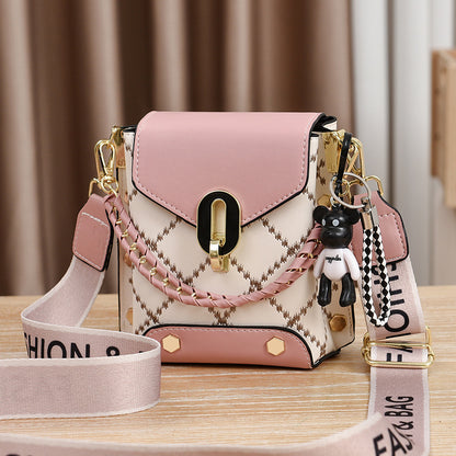 Pink Stylish Korean Minimalist Crossbody Bag - Elegant Small Square Shoulder Bag with Phone Pocket V888-ELOSUNG18225