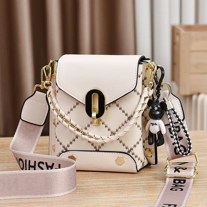White Stylish Korean Minimalist Crossbody Bag - Elegant Small Square Shoulder Bag with Phone Pocket V888-ELOSUNG18226