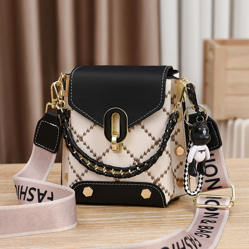 Black Stylish Korean Minimalist Crossbody Bag - Elegant Small Square Shoulder Bag with Phone Pocket V888-ELOSUNG18228