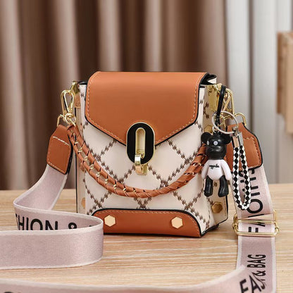 Brown Stylish Korean Minimalist Crossbody Bag - Elegant Small Square Shoulder Bag with Phone Pocket V888-ELOSUNG18229