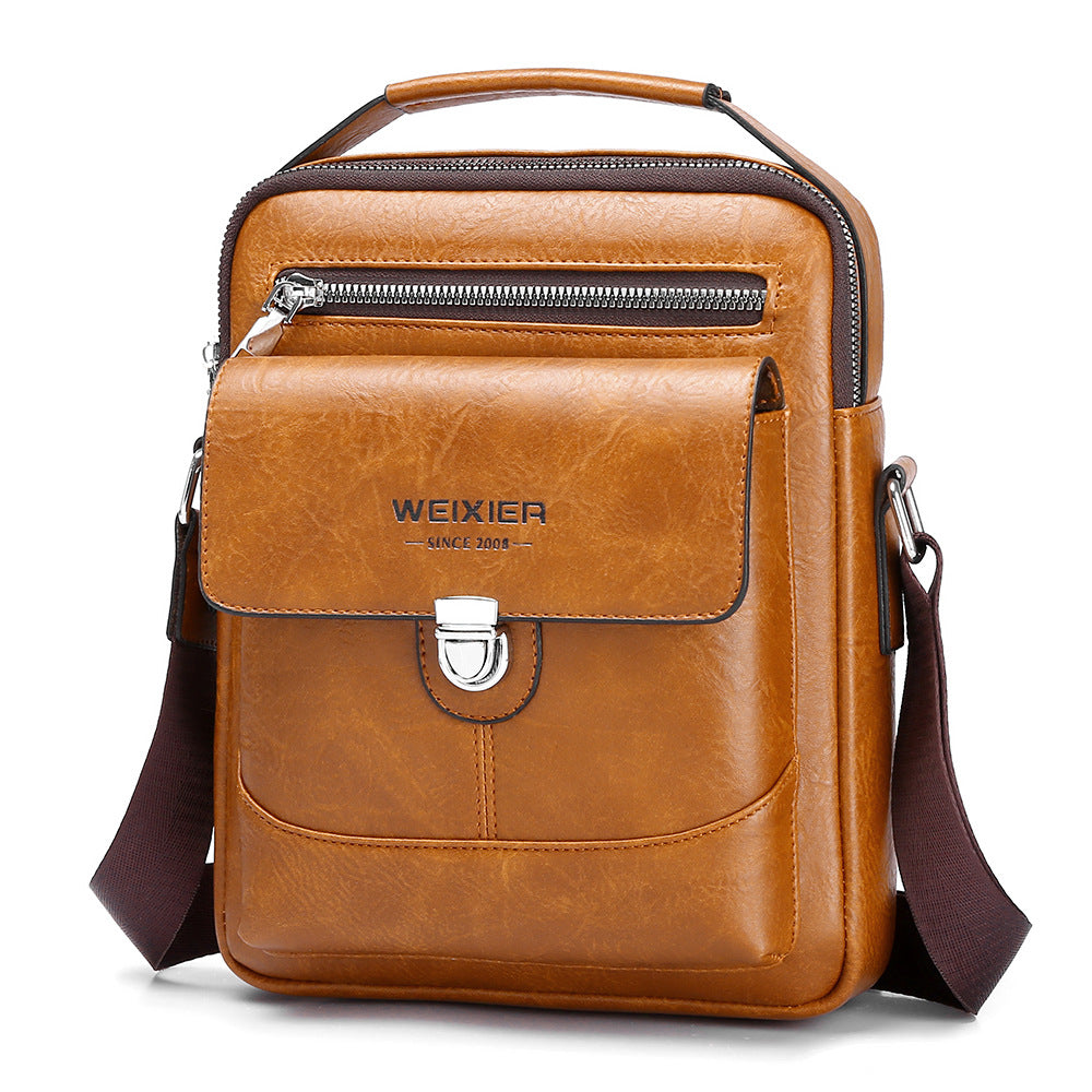 Premium PU Leather Crossbody Bag for Men - Vintage Light Brown Shoulder Bag V888-ELOSUNG18231