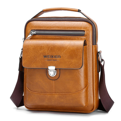 Premium PU Leather Crossbody Bag for Men - Vintage Light Brown Shoulder Bag V888-ELOSUNG18231