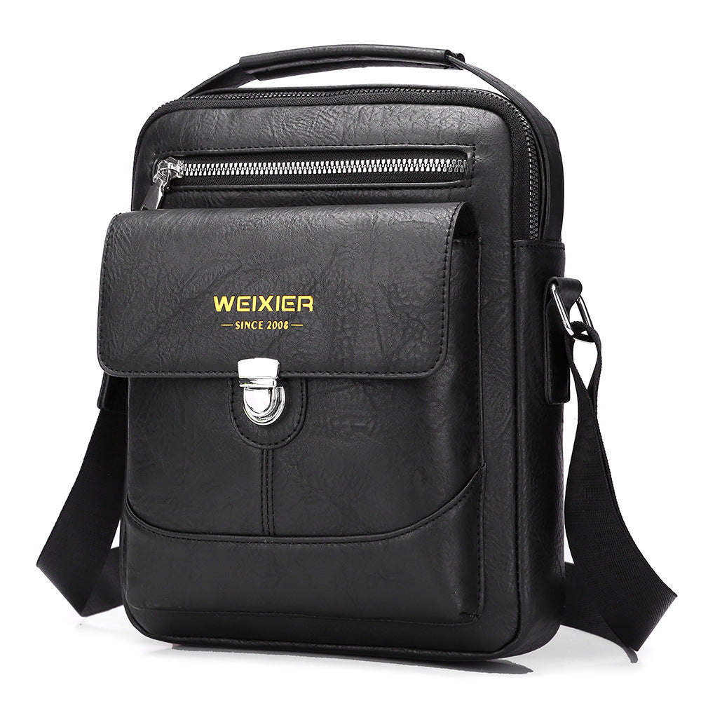 Premium PU Leather Crossbody Bag for Men - Vintage Black Shoulder Bag V888-ELOSUNG18232